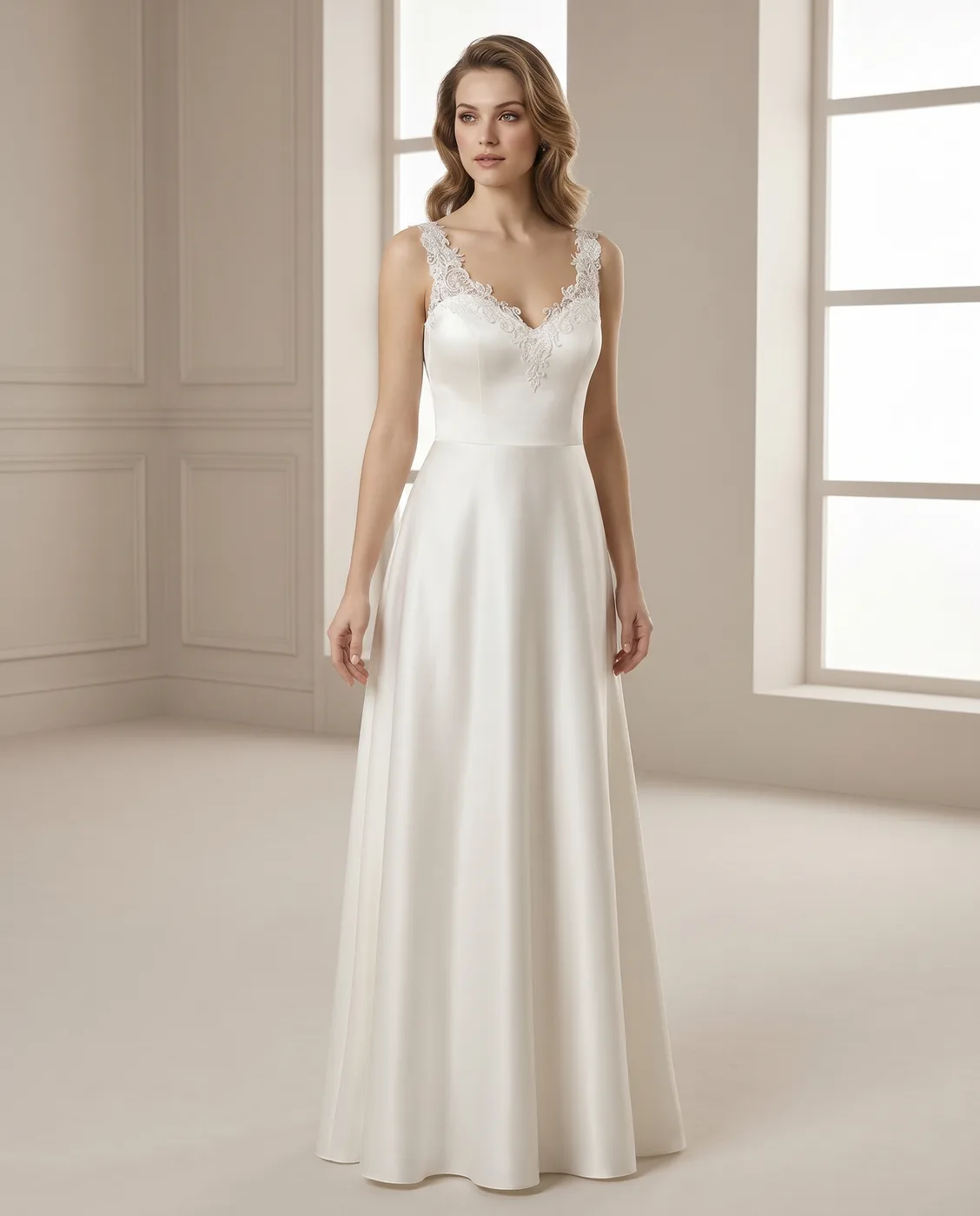 Ivory Lace V-Neck A-Line