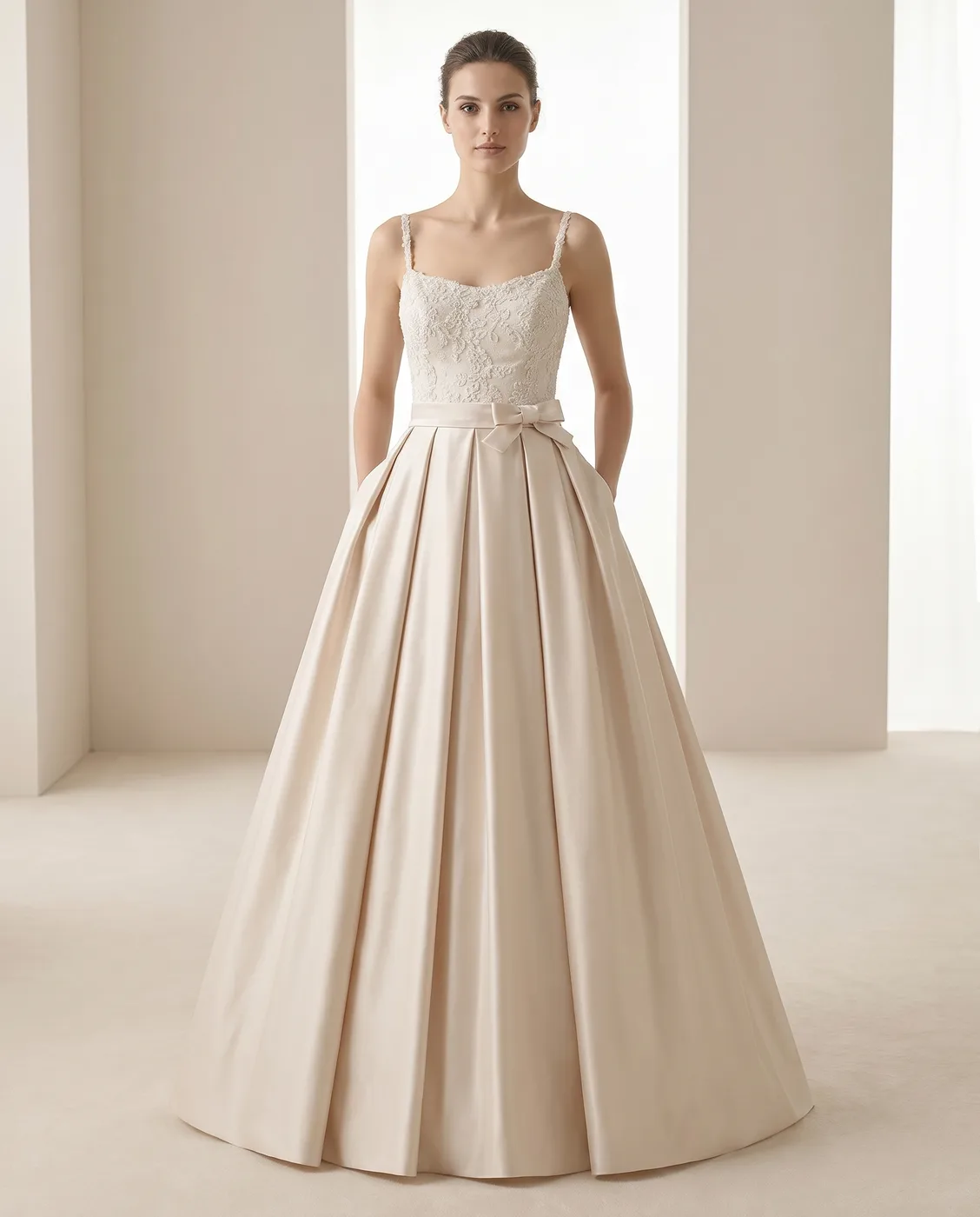 Champagne Pleated Ballgown