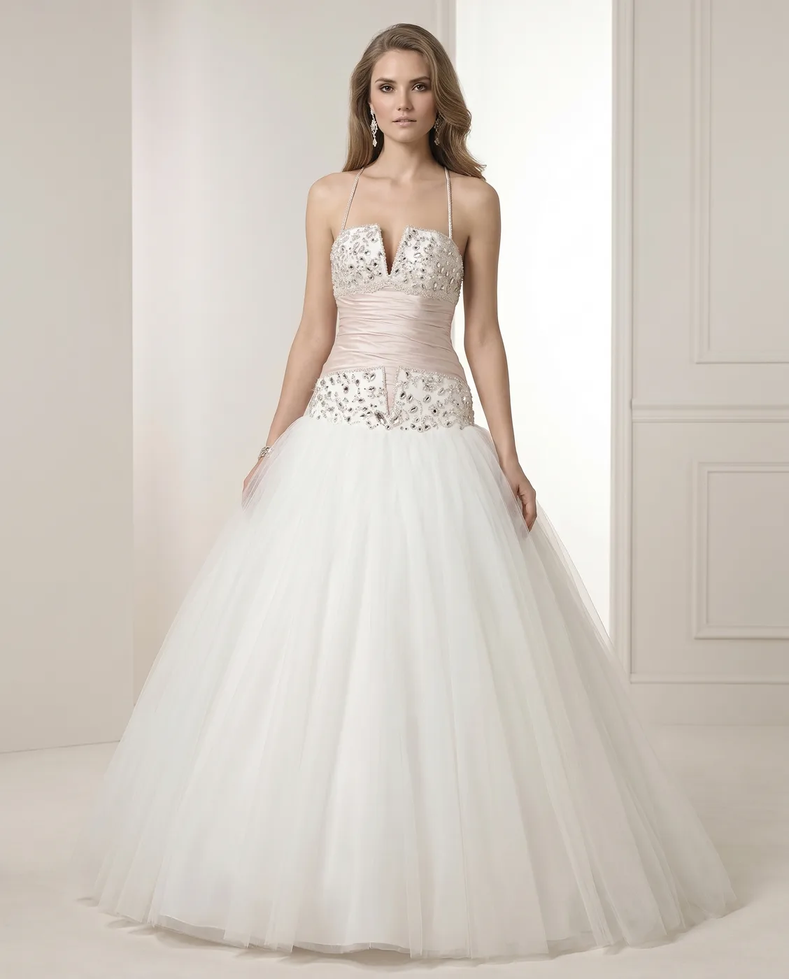 Blush Rhinestone Tulle Ballgown