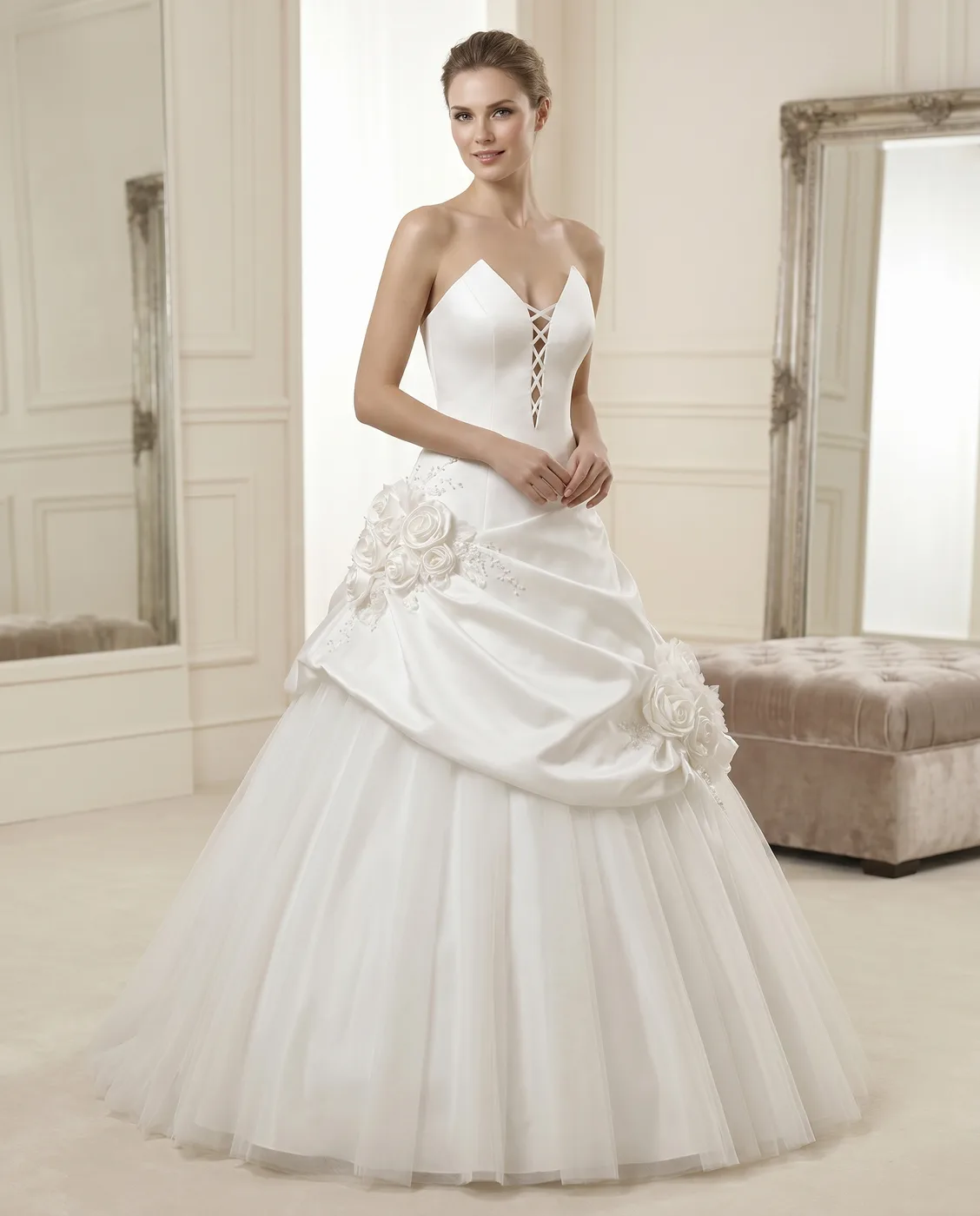 Rosette Lace-Up Ballgown