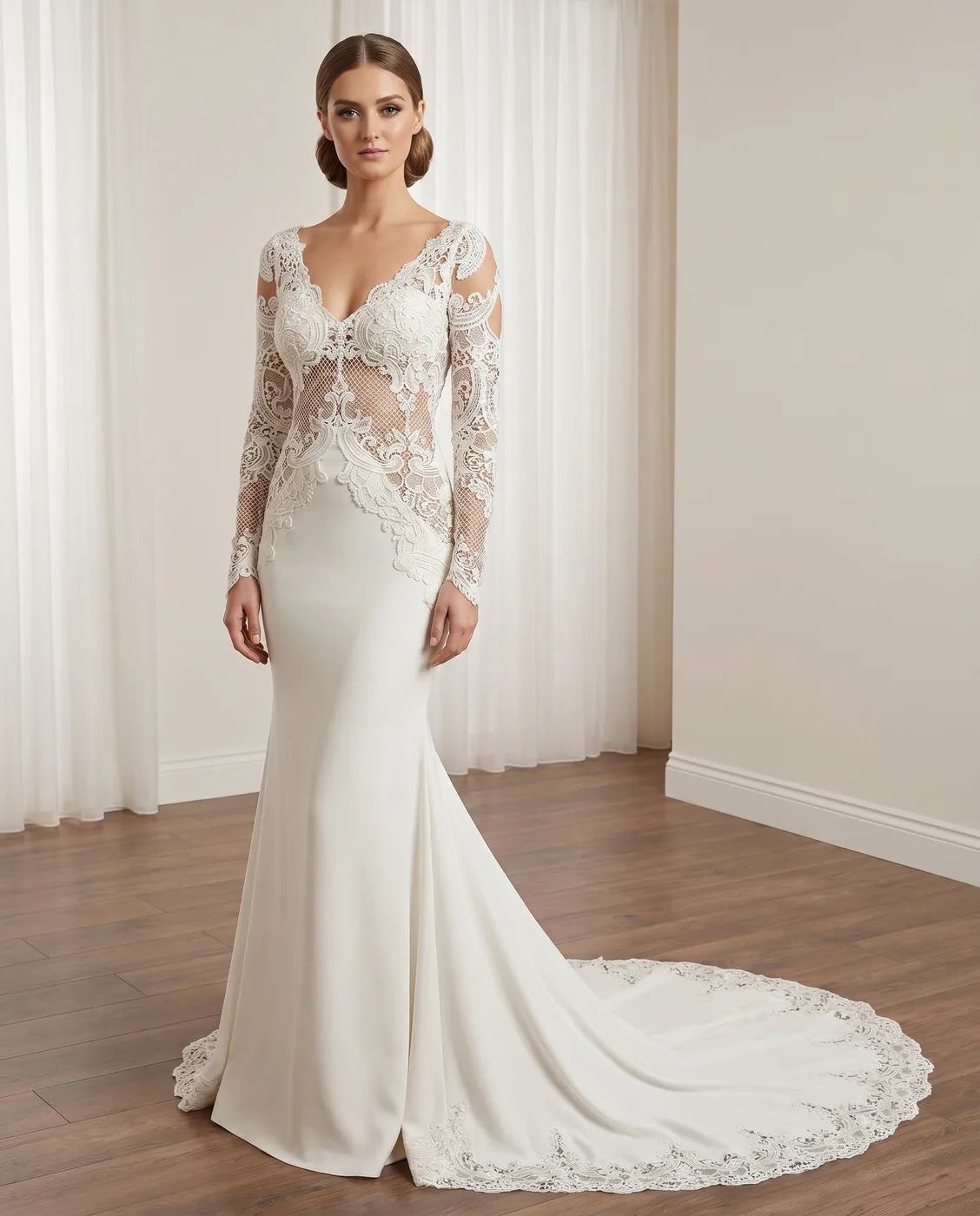 Baroque Lace Crepe Mermaid