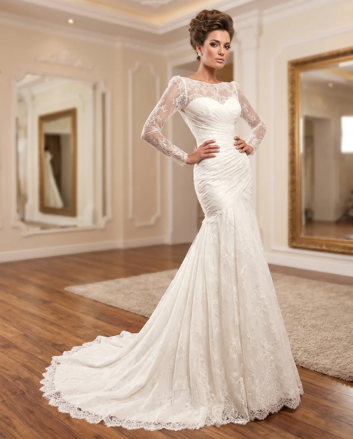 Lace Illusion Mermaid Gown