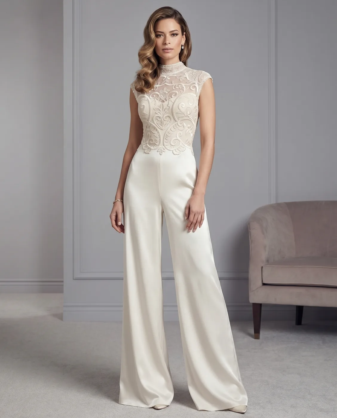 Embroidered Satin Column