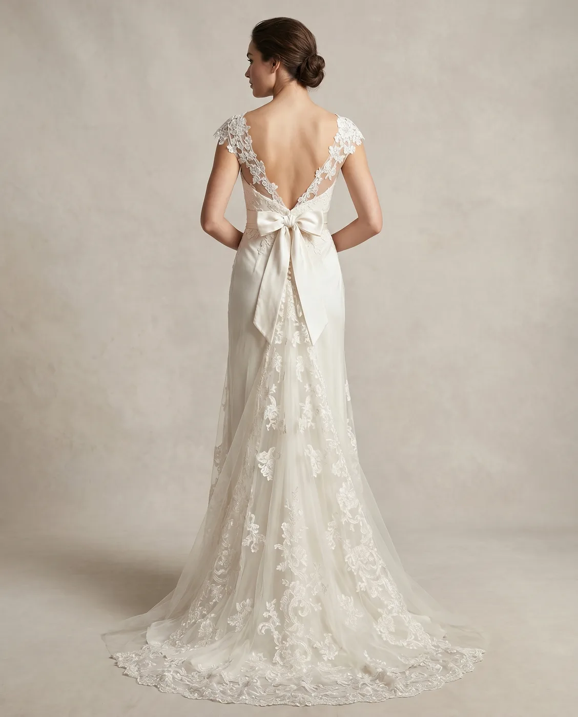 Ivory Lace V-Back Gown