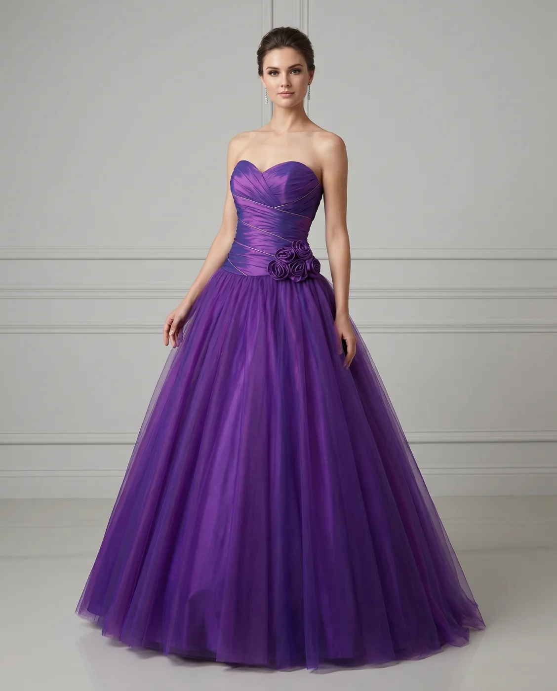 Purple Tulle Rosette Ballgown