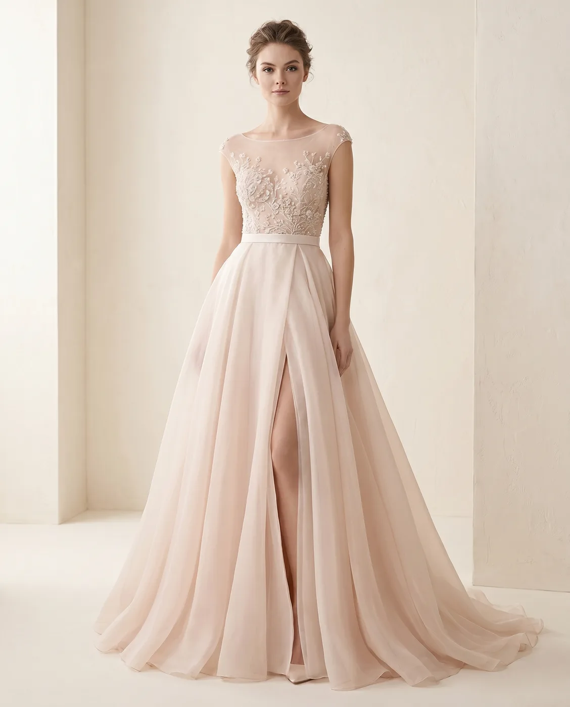 Blush Organza Runway Ballgown