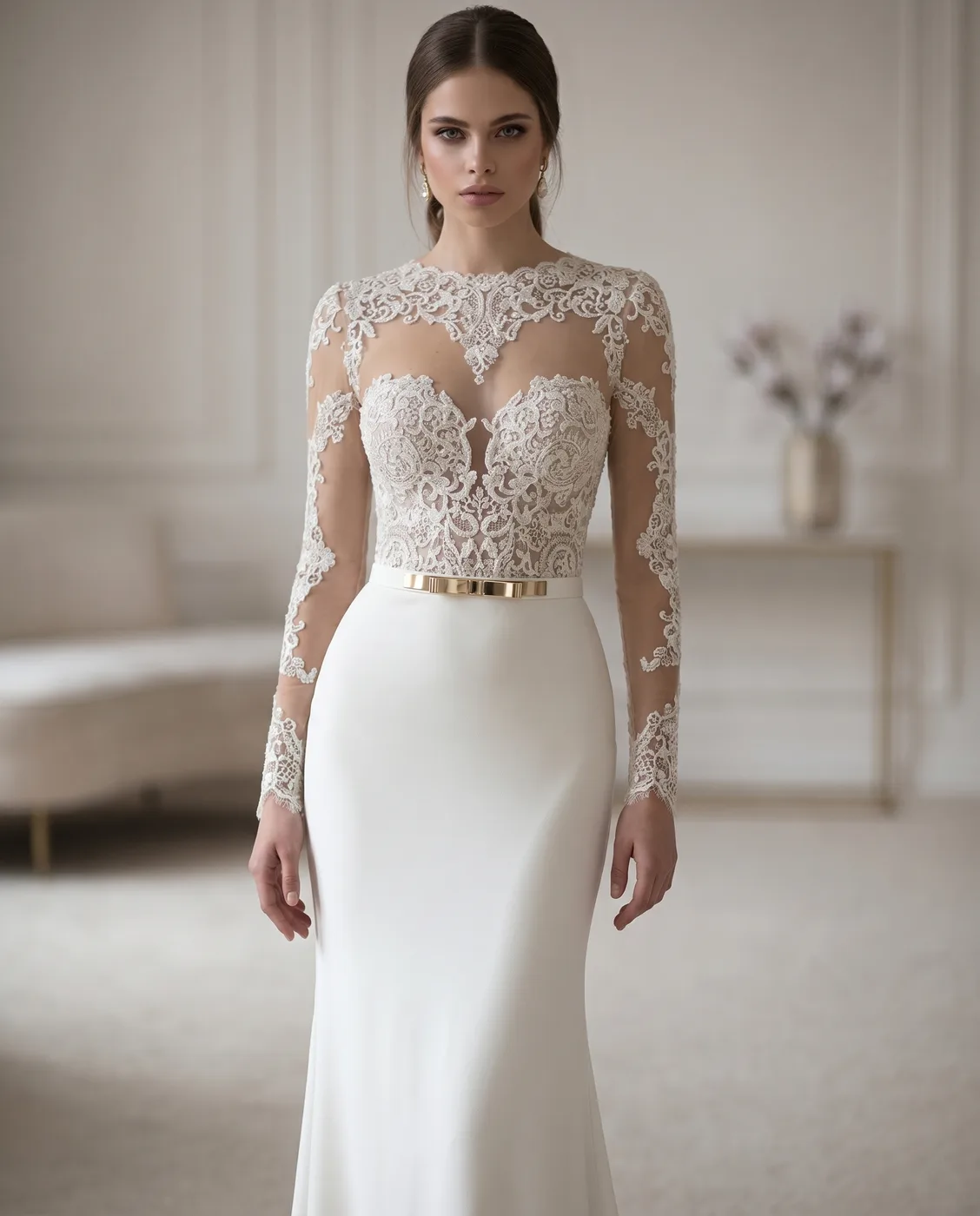 Ivory Lace Illusion Gown