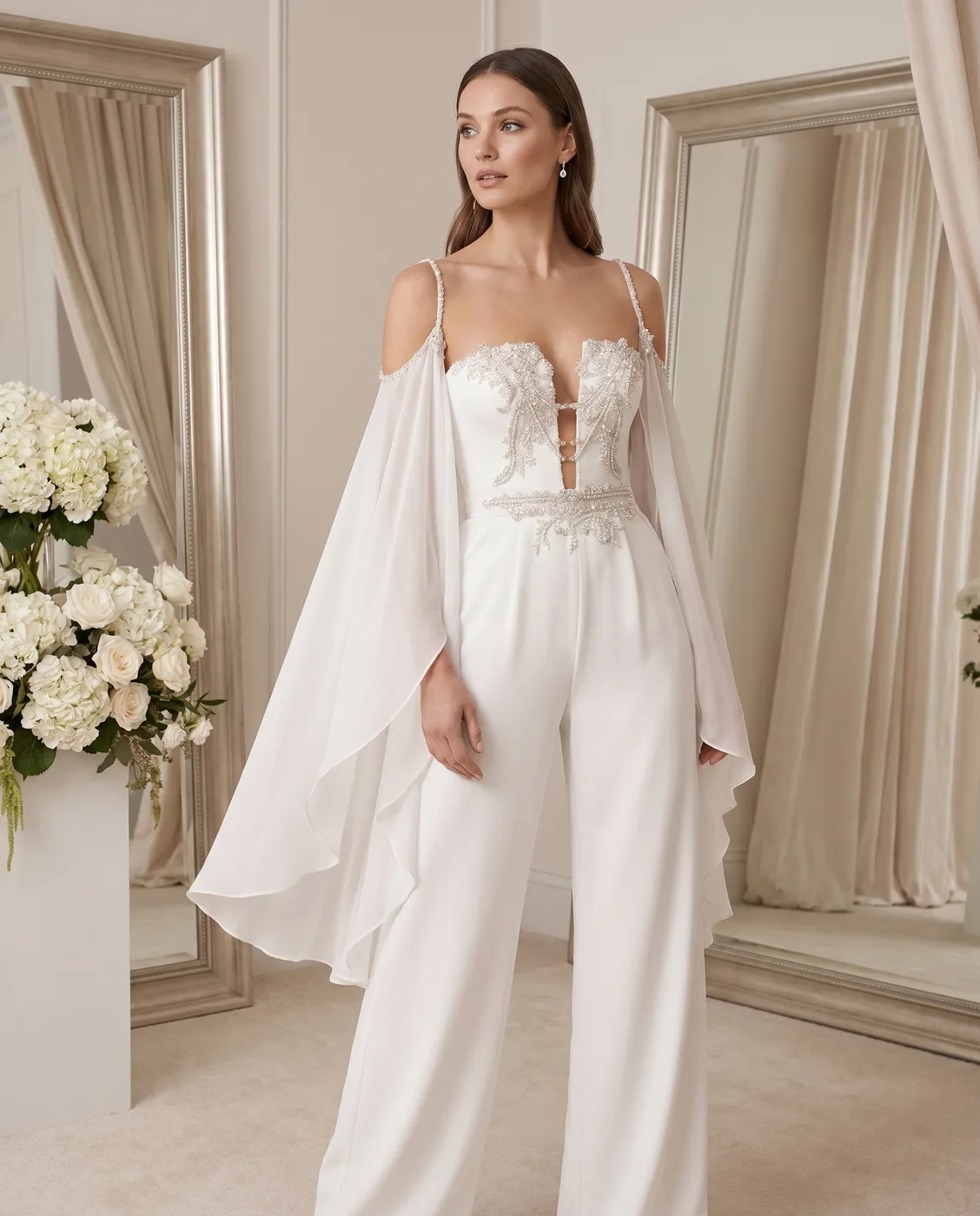 Ivory Cape Jumpsuit